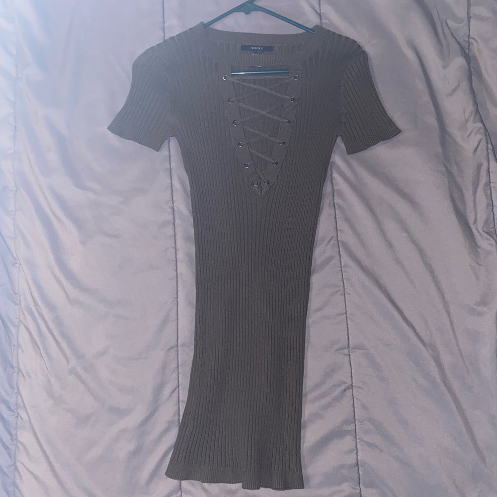 Sweater dress lace up